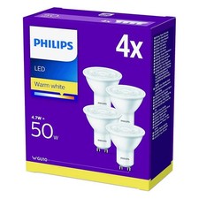 4 x Philips LED Strahler Reflektor 4,7W = 50W GU10 Weiß 345lm warmweiß 2700K