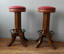 Paar Barhocker Barstühle  50er 60er  Jahre Vintage midcentury Teakholz Leder