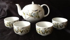 Asiatisches Porzellan Vögel Teeservice für 4 Pers. Teekanne & Teebecher NEUWARE