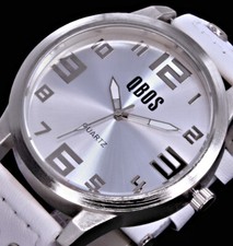 Große QBos Damen Armband Frauen Uhr Weiß Silber Farben Nieten L58