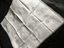 Damast Weihnachtsdecke Mitteldecke Tischdecke Handbestickt Handarbeit 85x85 cm