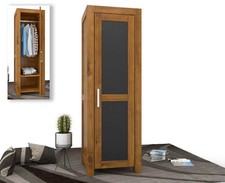 NATURA Leather Kleiderschrank 1-Türig mit Kleiderstange Massivholz