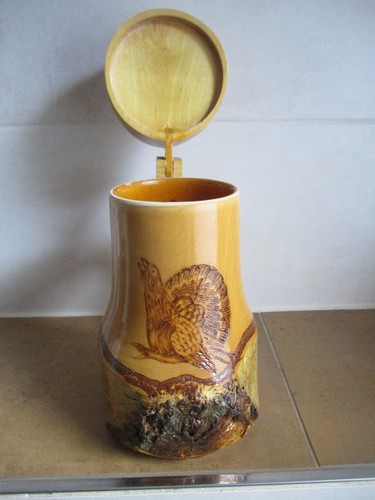 Holz bierkrug braun deckel - braun,