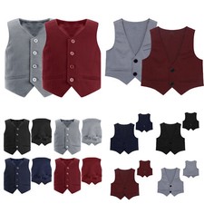 DE  Kinder Jungen Festlich Waistcoa Anzug Weste Ärmellos V-Ausschnitt Anzugweste