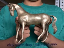 10 "Alte chinesische Silber Dynastie Fengshui Tier Pferd Statue