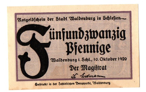 Notgeldschein der stadt - der,
