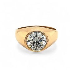 Diamant Herren Ehering Lab Grown IGI Rund 2,5 Kt Band 14 Karat Gelbgold 12 mm