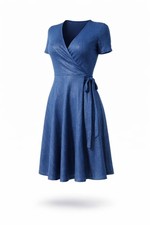 Damen Abend Wickelkleid Blau