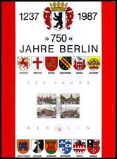 BERLIN GEDENKBLATT 1987 750 JAHRE BERLIN - WAPPEN STADTTEILE ub23