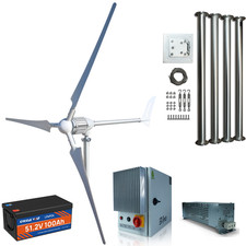 2000W Windgenerator Windturbine,Laderegler, Mast, Inklusive Lithium Batterie