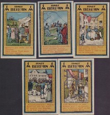 Iserlohn, 5x 1 Mark, alle mit Prägestempel, unc., selten