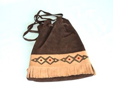 Tasche Beuteltasche Fransen Wildleder Zugband gefüttert 21 26 cm