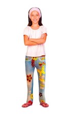Karneval Fasching Kostüm Party Kinder Strech Leggings Flower Power