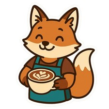 Fox as Barista with Latte Art
