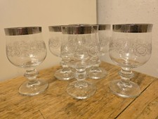 6 Murano Medici Gläser Wein  Portwein Cognac  Silberrand 12,5cm D6,5 Platinrand