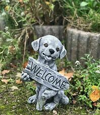 Steinfigur Hund Welcome