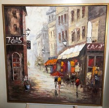 Loft Ölgemälde auf Leinwand gerahmt 100 x 100 cm echtes Kunstwerk