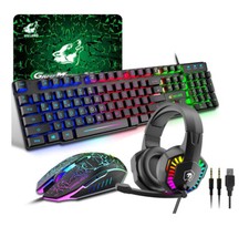 4 in1 Kabelgebundenes Gaming Tastatur Maus RGB Headset QWERTZ Deutsches Layout