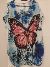 Damen Blusenshirt, XL, bunt mit Strasssteinchen