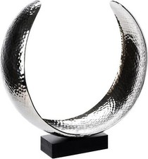 Silberne Dekoskulptur MONDSICHEL Hammerschlag Tischdekoration Skulptur Schale