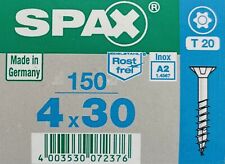 S PAX Edelstahlschraube Rostfrei 4 x 30 mm 150 Stück Teilgewinde Senkkopf T20