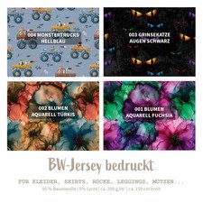 Baumwolljersey bedruckt bw - bedruckt,