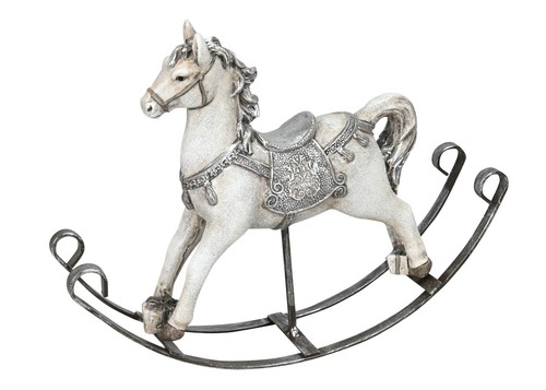 Schaukelpferd weiß silber - schaukelpferd, weiß/silber