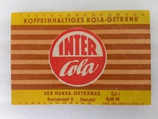 1x altes DDR Etikett Inter Cola VEB HANSA GETRÄNKE STENDAL BT 2 Kola-Getränk