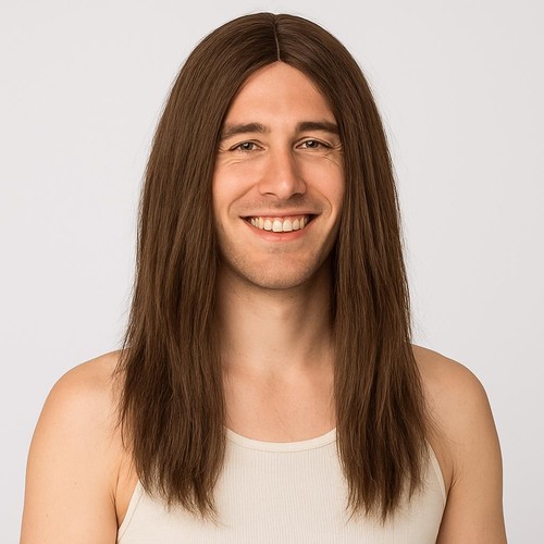 Hippie perücke braun glatt - hippie,
