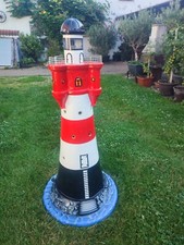 Leuchtturm roter Sand 1,40 m + Beleuchtung garten Deko Figur Maritim Dekoration