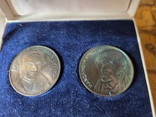 2 Silbermedaillen 450 Jahre Reformation; 1967, Luthers Eltern, herrliche Patina