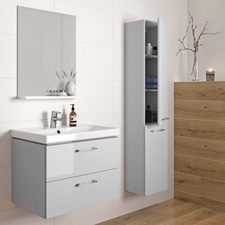 Badmöbel Set Waschbecken-Unterschrank LARA COMO 50 cm mit Hochschrank 150cm Grau