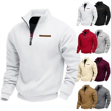 Sweatshirt Pullover Herren Half Zip Pullover Freizeit Stehkragen Langarm Tops