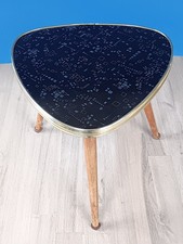 Alter Blumenhocker Dreibein Rockabilly Mid Holz Hocker 50/60er Deko Vintage