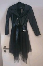Lederjacke Damen M schwarz Neu Tüll Knöpfe New Collection Mantel Modern Blogger 
