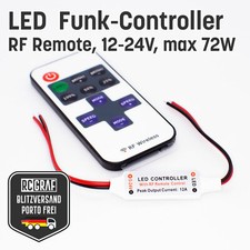 Mini LED Funk-Controller Dimmer Schalter mit Fernbedienung 12-24V max 72W