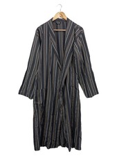 JOCKEY Herren Morgenmantel Gr. 50/L Schwarz Gestreift Klassisch Baumwolle