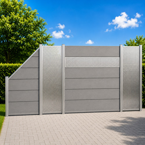 Wpc sichtschutzzaun grau - sichtschutzzaun, xl