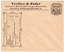Hamburg Privatpost GSU Verdier & Falke Privatbriefbeförderung 3 Pf. 1890er Jahre