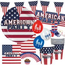AMERICAN PARTY - Geschirr Deko USA Amerika Mottoparty Stars Stripes Dekoration B