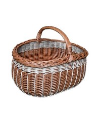Bio Weidenkorb zweifarbig groß (32cm x 41,5cm x 32cm) mit Griff Einkaufskorb