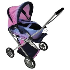 Großer Puppenwagen Blau Pink höhenverstellbar Puppen bis 36cm Kinderwagen NEU