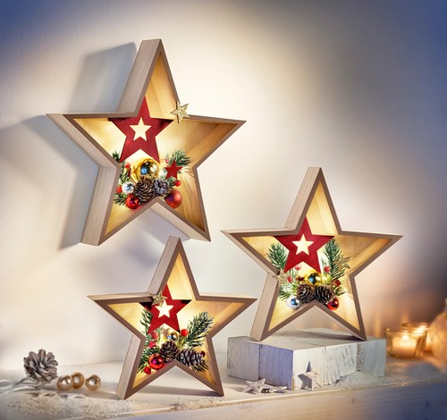 Led sterne xmas - "xmas", 3er-set