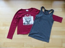 Shirt + Tanktop * Gr. 146 * weinrot / grau * mit Fuchskopf-Motiv * YIGGA