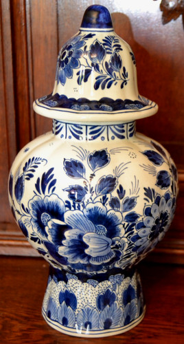 Deckelvase delfts blauw raam - delfts,