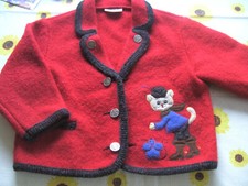 Boos Trachtenjacke rot Kinder Gr.104 Retro Trachtenjanker Walkjanker,Katze