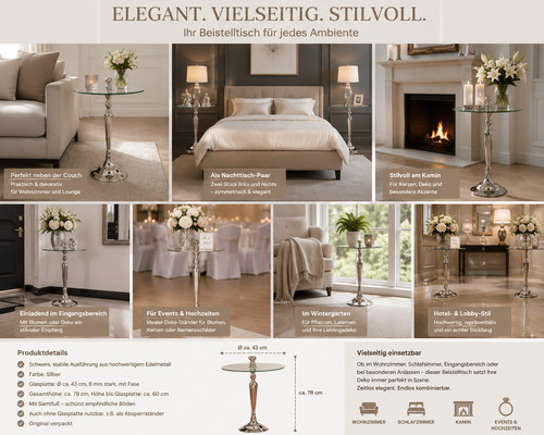 Eleganter beistelltisch glas - beistelltisch,