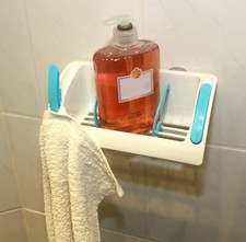 2er Set Duschablage / Küchenablage aus Kunststoff Badregal ohne Bohren mit Saug.