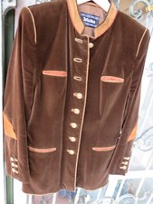 Exklusiver LEDER WALTER Gehrock Samt / Leder, braun   Größe 40