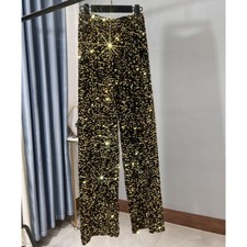 Damen Pailletten Samt Hose
